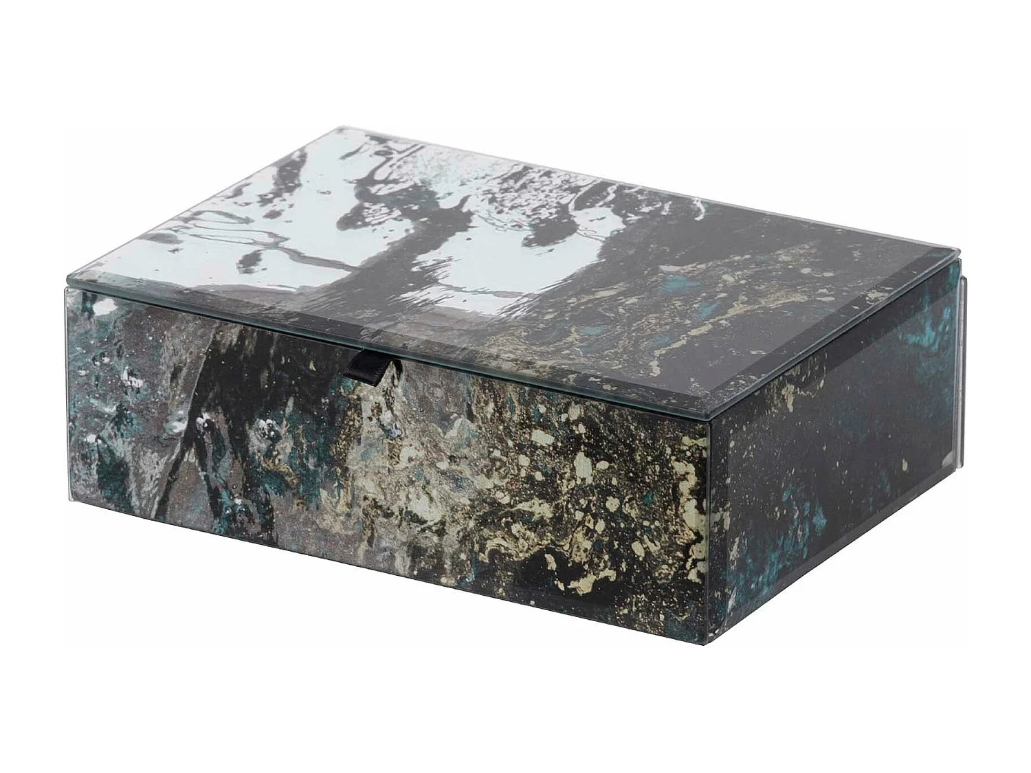 Caja Cristal Impresion Dorado-negro 21x15x7 Cm