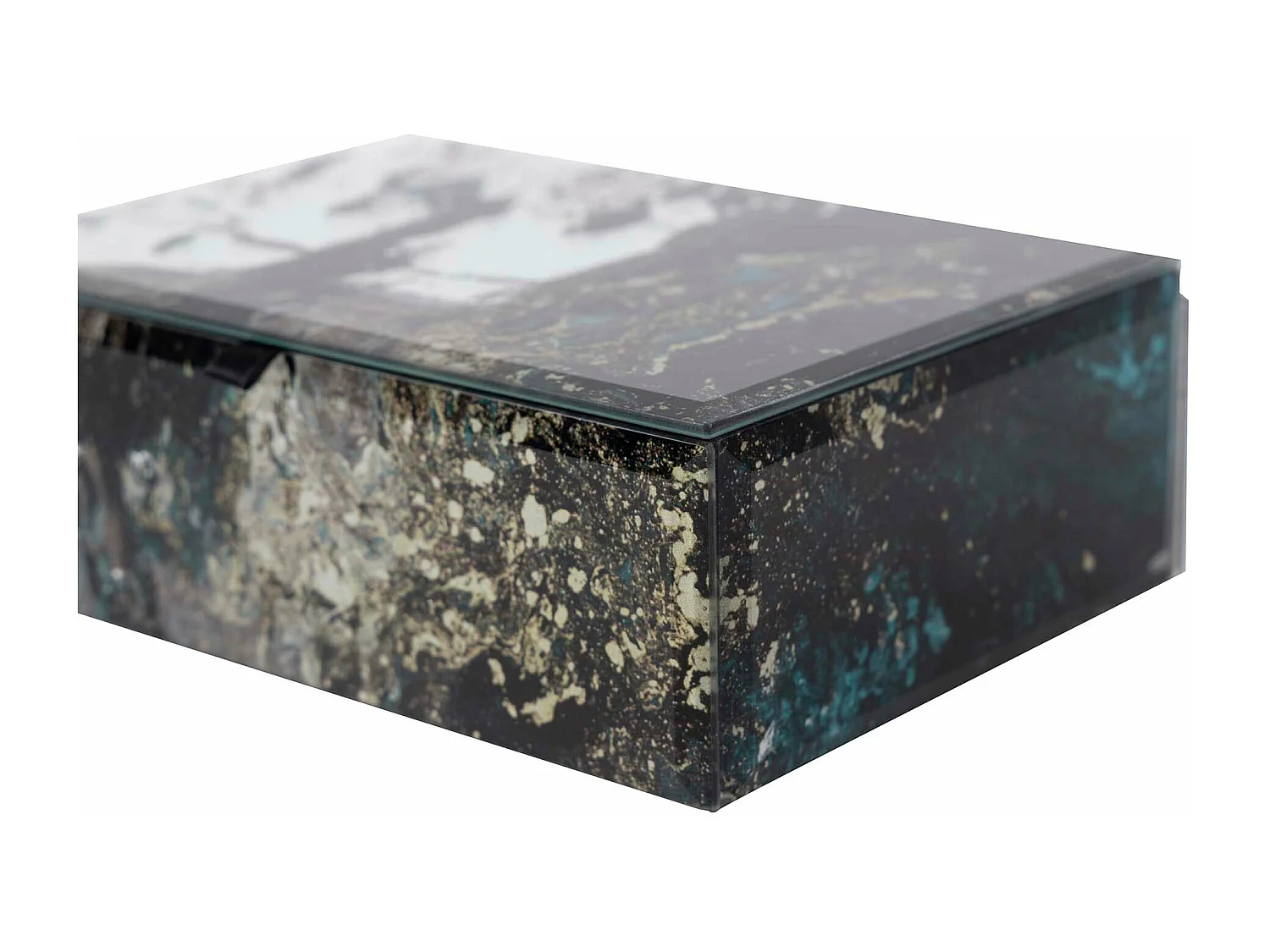 Caja Cristal Impresion Dorado-negro 21x15x7 Cm