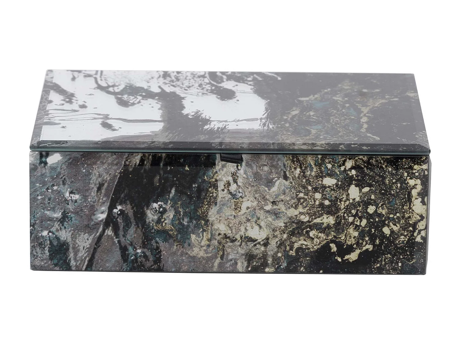 Caja Cristal Impresion Dorado-negro 21x15x7 Cm