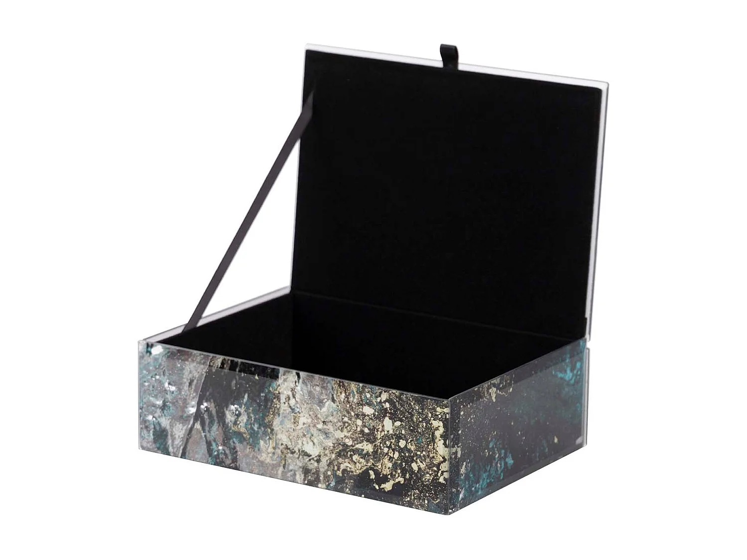 Caja Cristal Impresion Dorado-negro 21x15x7 Cm