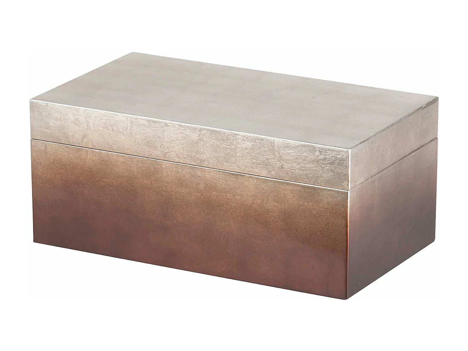 Caja Gr. Madera Lacada Plata Marron 35x20x15 Cm