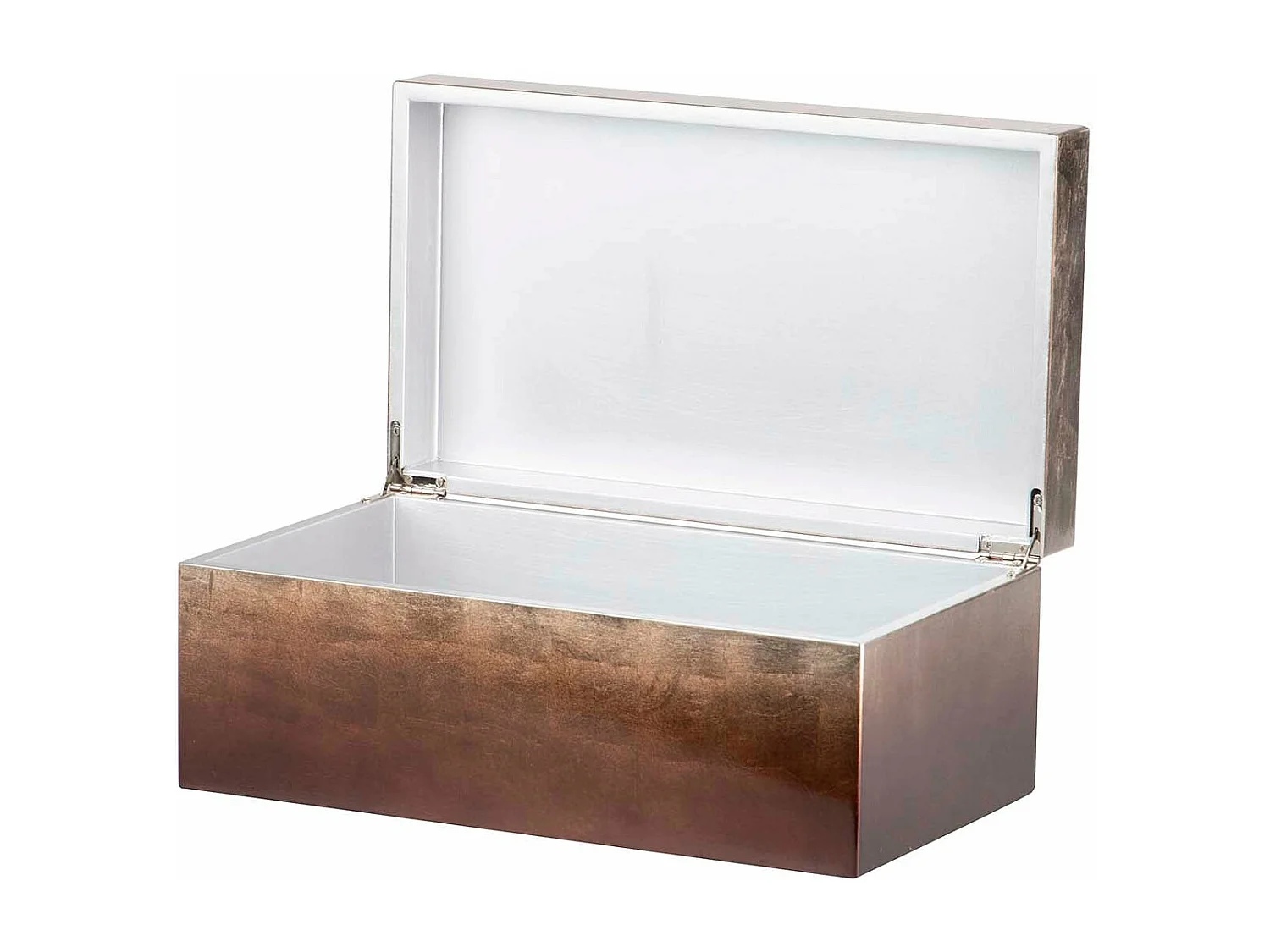 Caja Gr. Madera Lacada Plata Marron 35x20x15 Cm
