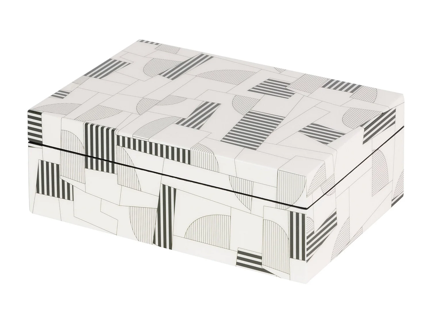 Caja Mdf Gris Blanco 28x18x10 Cm