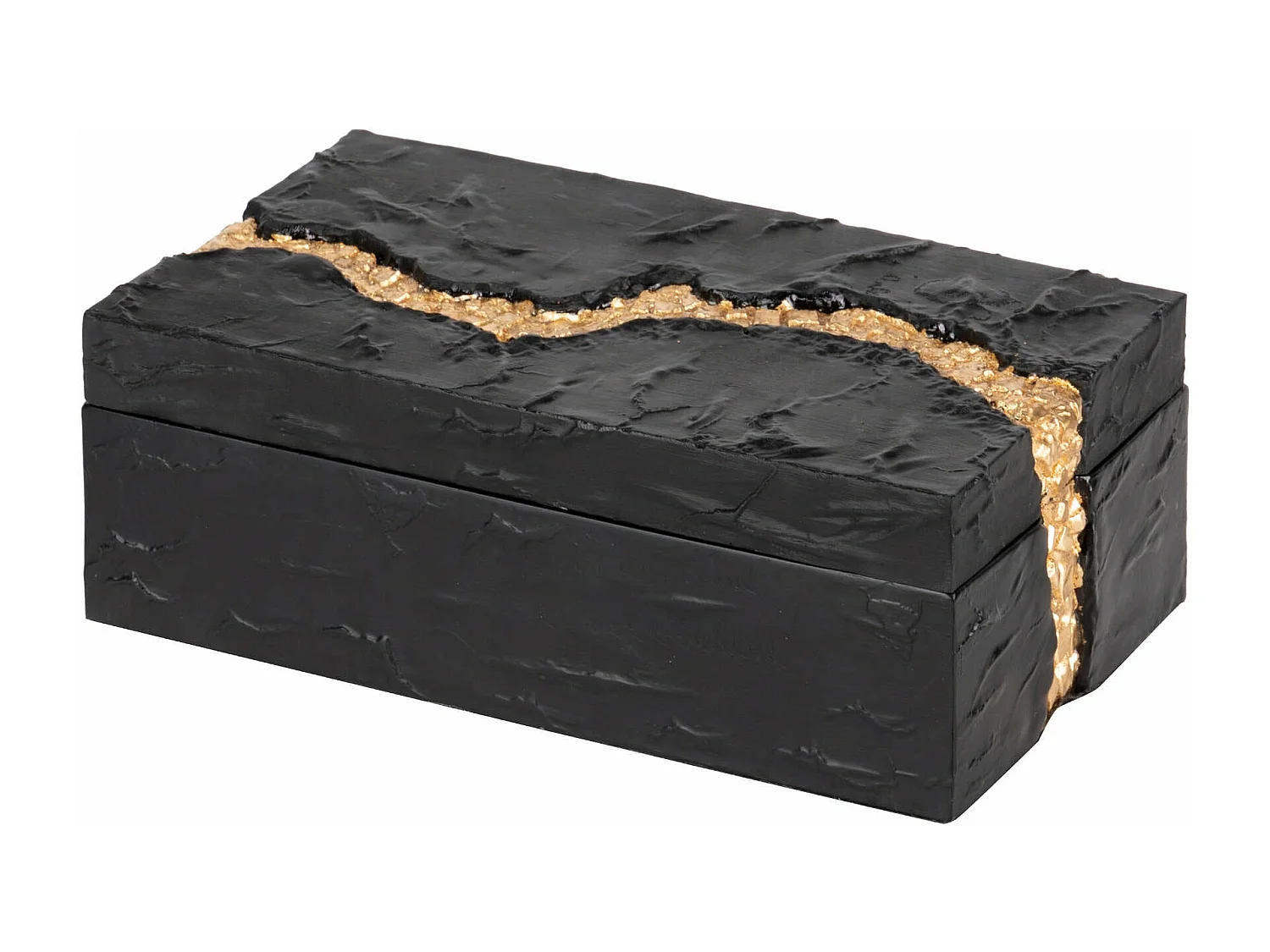 Caja Resina Negra Dorada 23x13x8 Cm