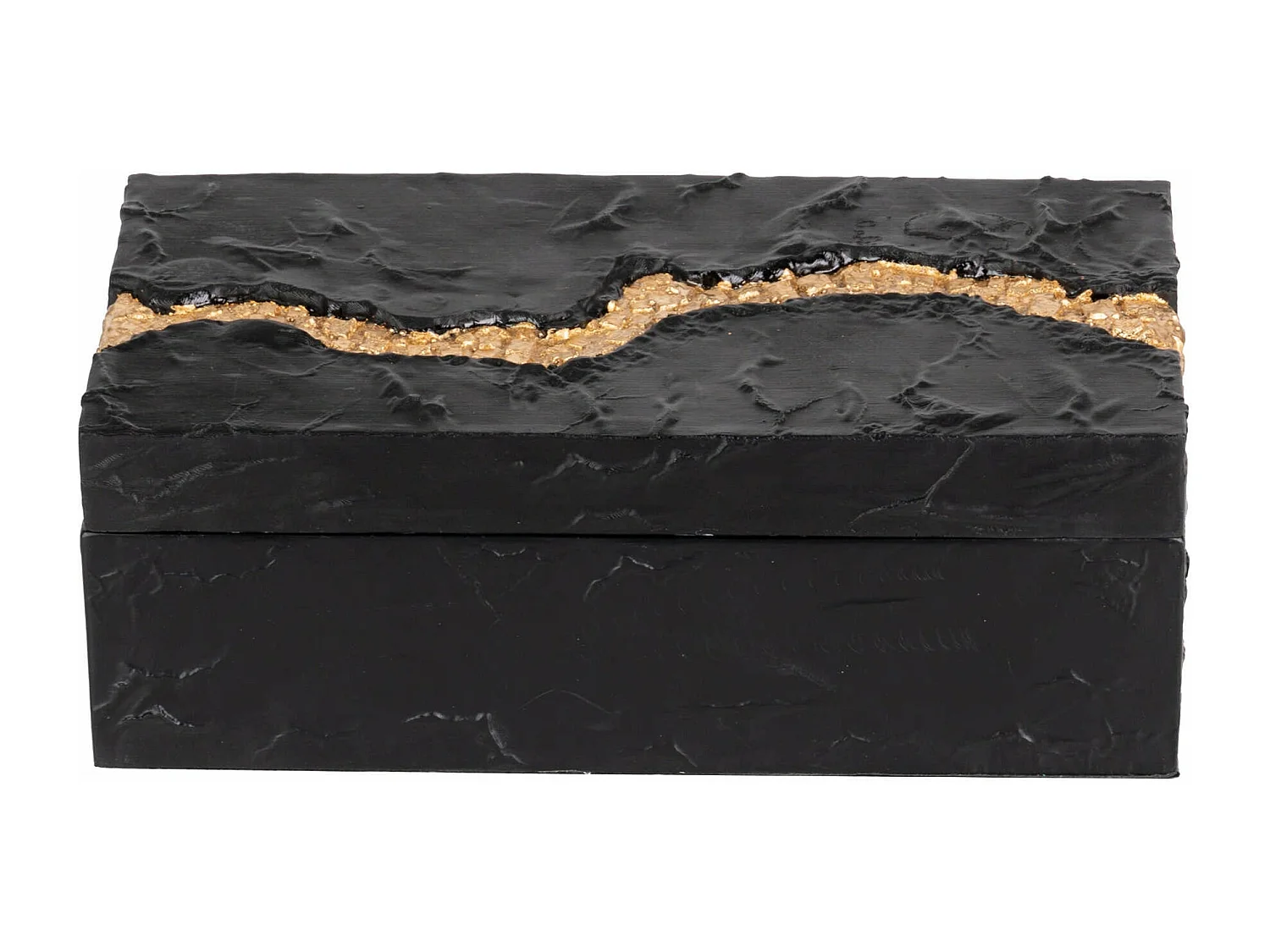 Caja Resina Negra Dorada 23x13x8 Cm