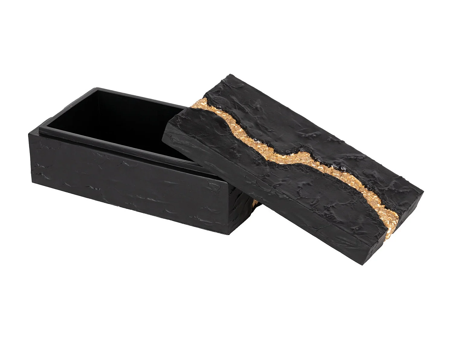 Caja Resina Negra Dorada 23x13x8 Cm