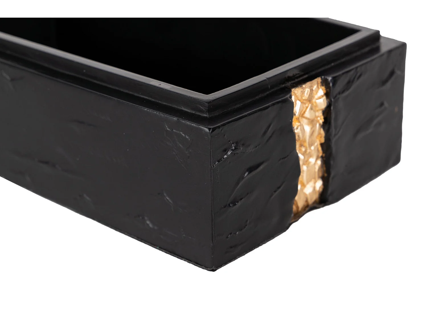 Caja Resina Negra Dorada 23x13x8 Cm