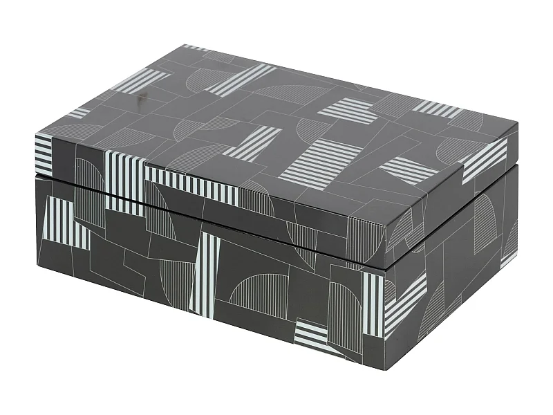 Caja Mdf Negro Gris  28x18x10 Cm