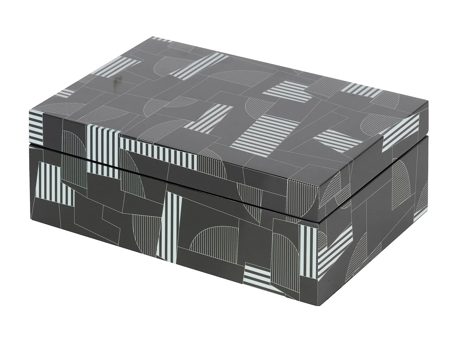 Caja Mdf Negro Gris  28x18x10 Cm
