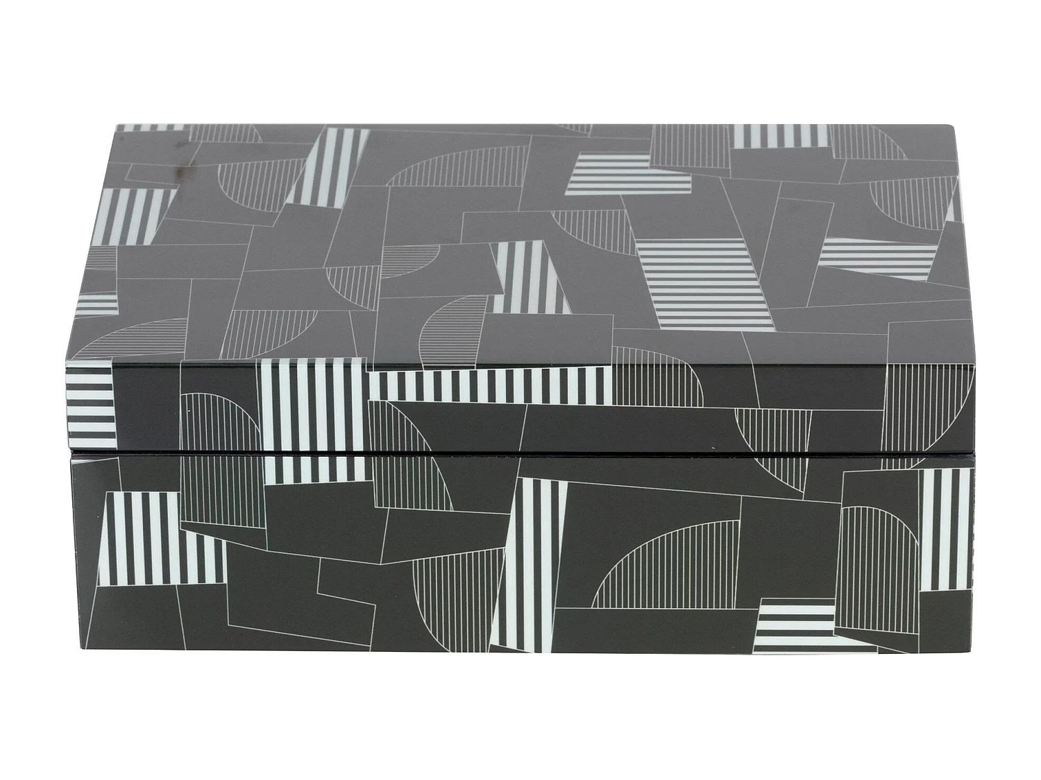 Caja Mdf Negro Gris  28x18x10 Cm