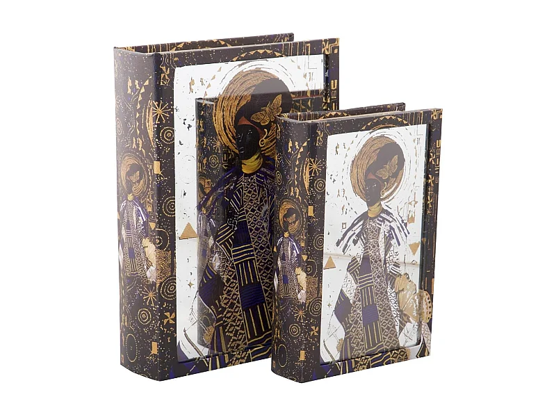 Set 2 Cajas Libro Espejo 21x7x30 / 16x5x24 Cm