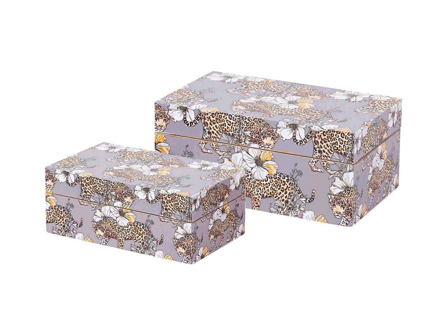Set 2 Cajas Leopardo 25x15x11/20x12x8 Cm