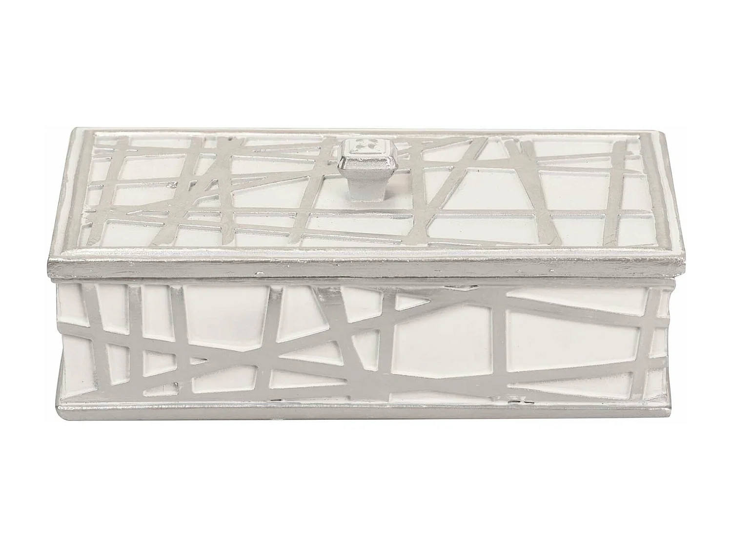 Caja Resina Plateada Blanca 20x11x8 Cm