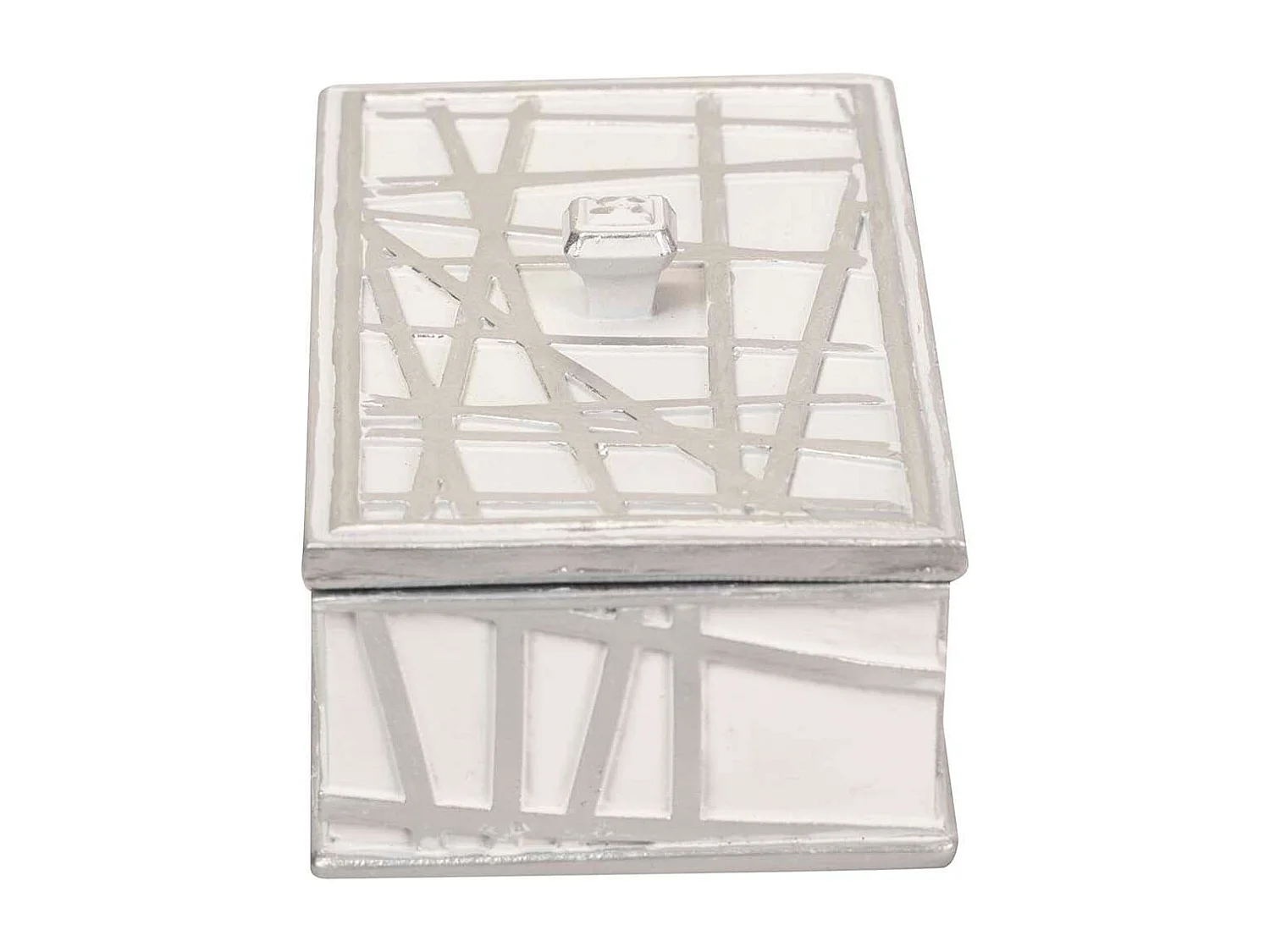 Caja Resina Plateada Blanca 20x11x8 Cm