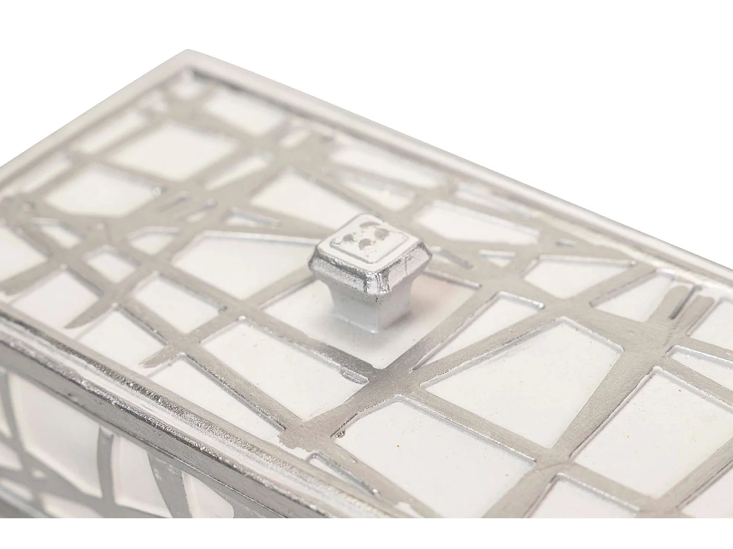 Caja Resina Plateada Blanca 20x11x8 Cm