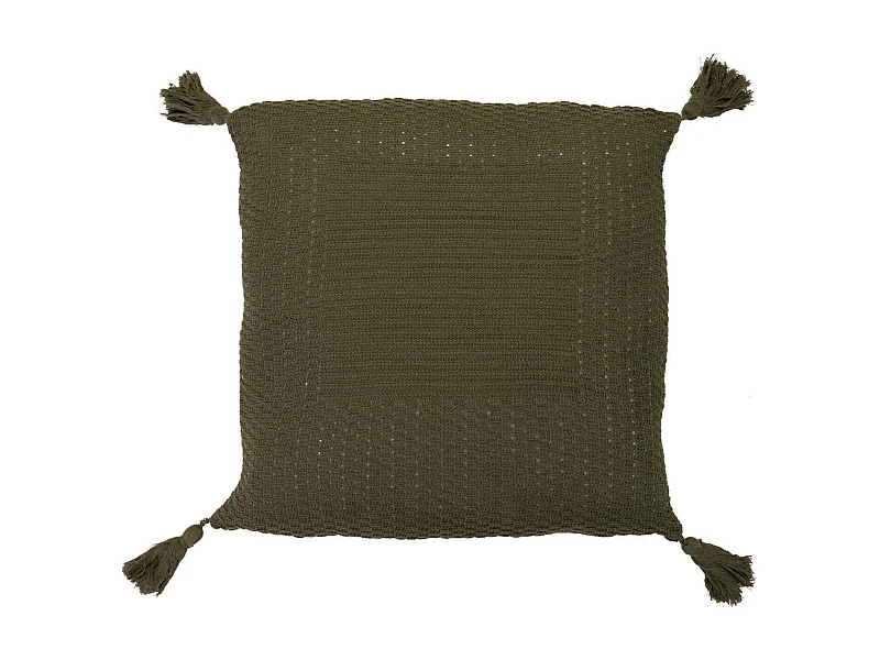 Cojin Hilo Borlones Verde Oliva 50x15x50 Cm