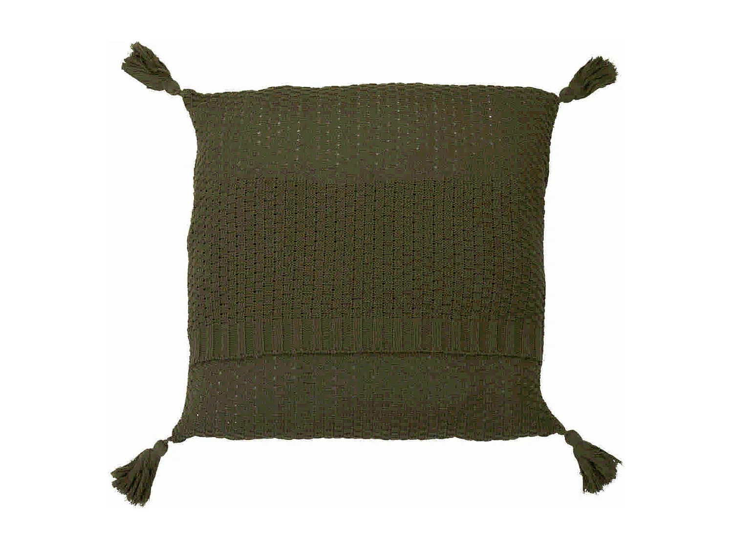 Cojin Hilo Borlones Verde Oliva 50x15x50 Cm