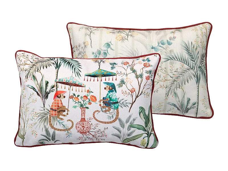 Cojin Monos Hojas Tropical 45x13x30 Cm