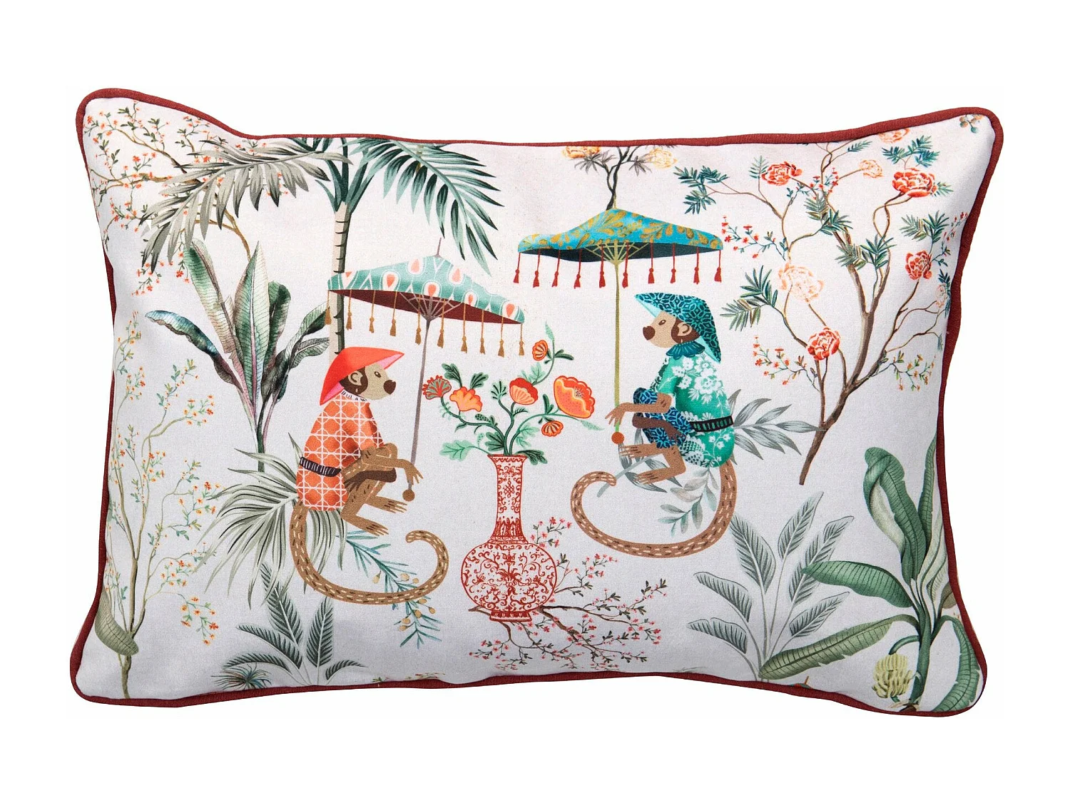 Cojin Monos Hojas Tropical 45x13x30 Cm