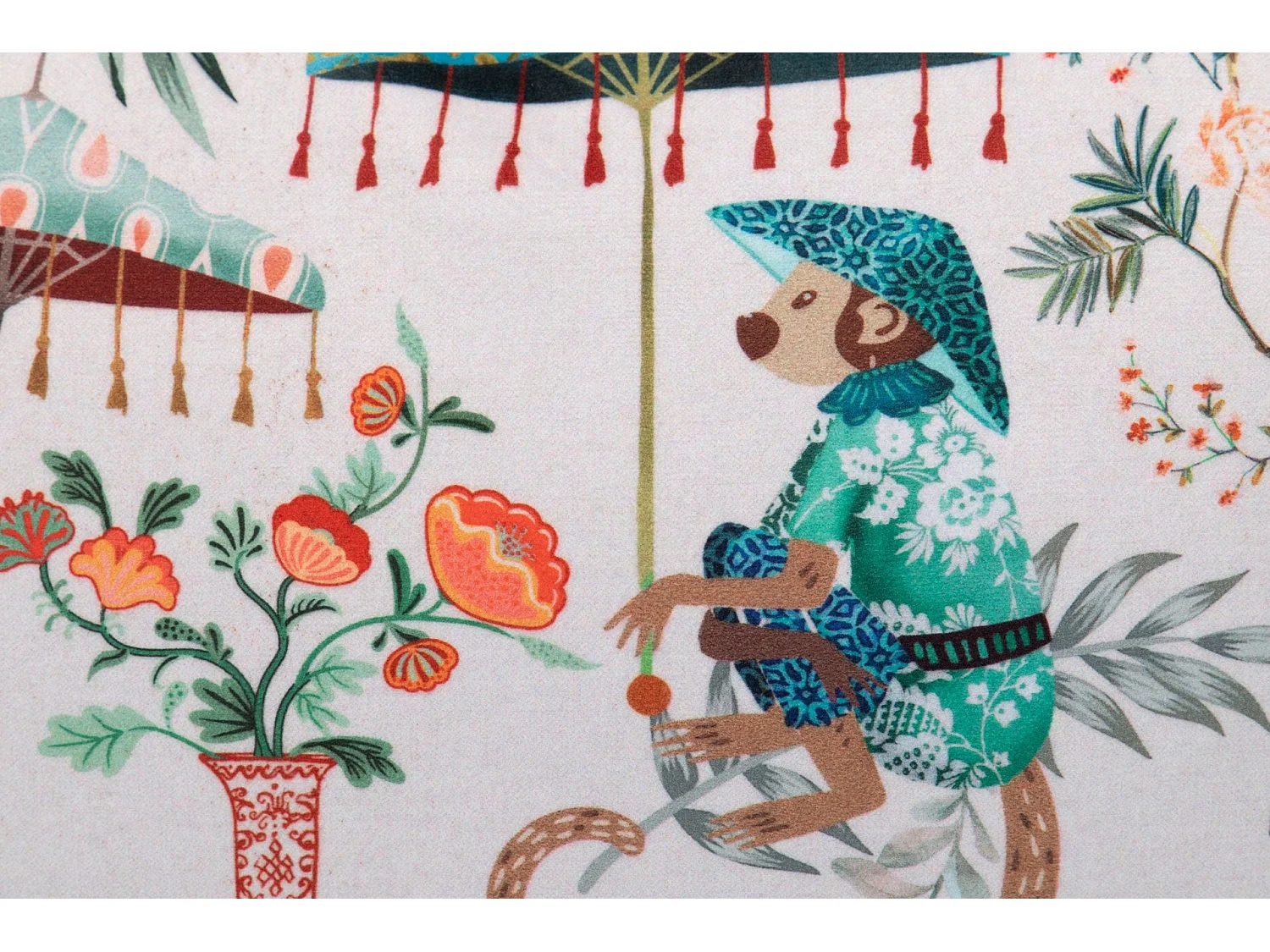 Cojin Monos Hojas Tropical 45x13x30 Cm