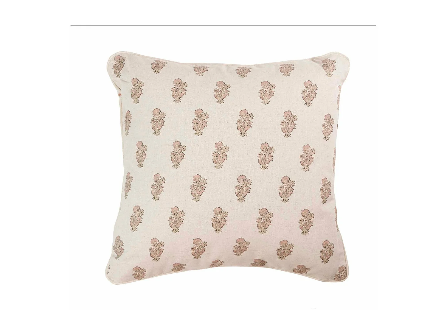 Cojin Lino Flores Rayas 45x45 Cm