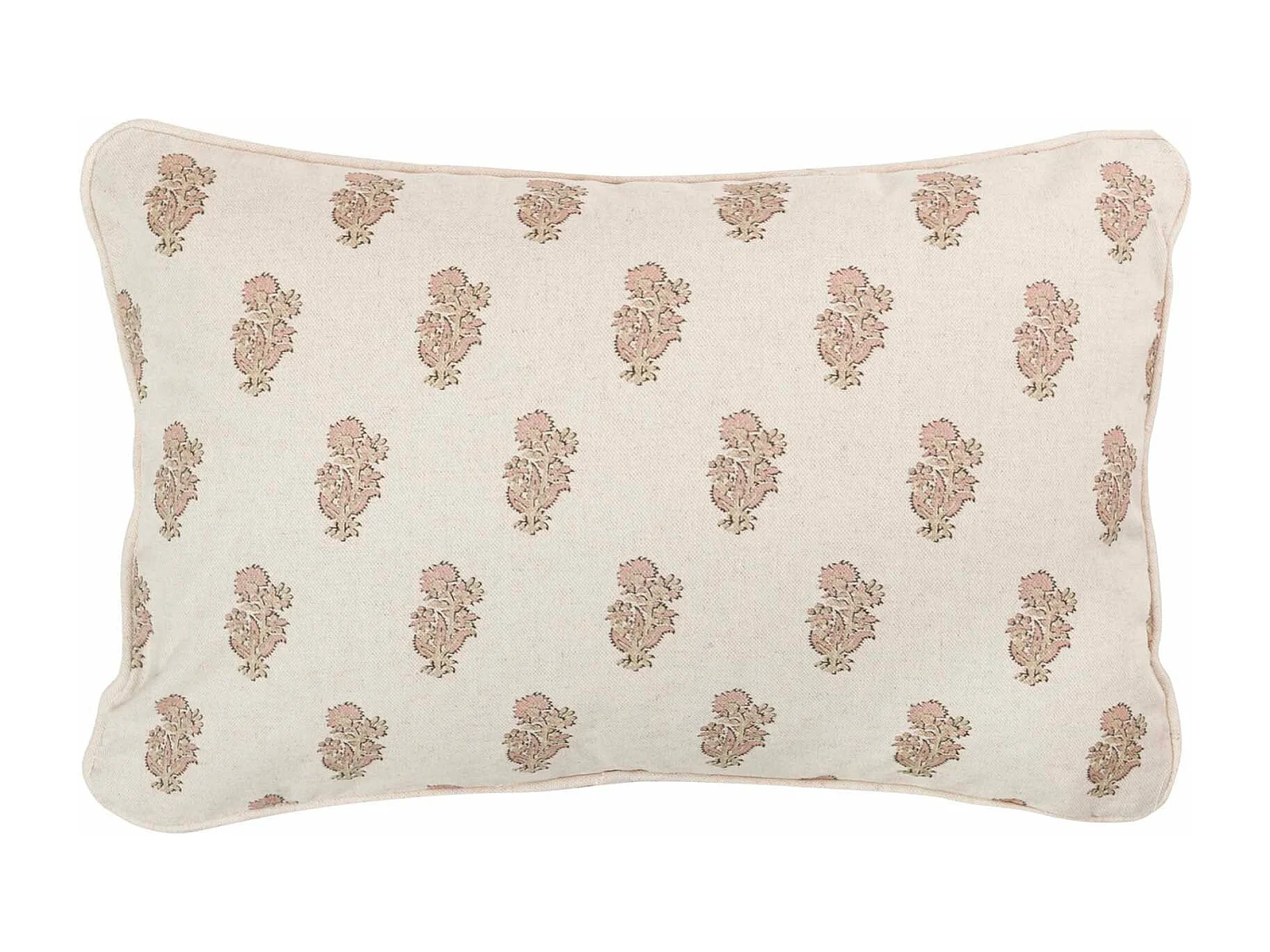 Cojin Lino Flores Rayas 45x30 Cm