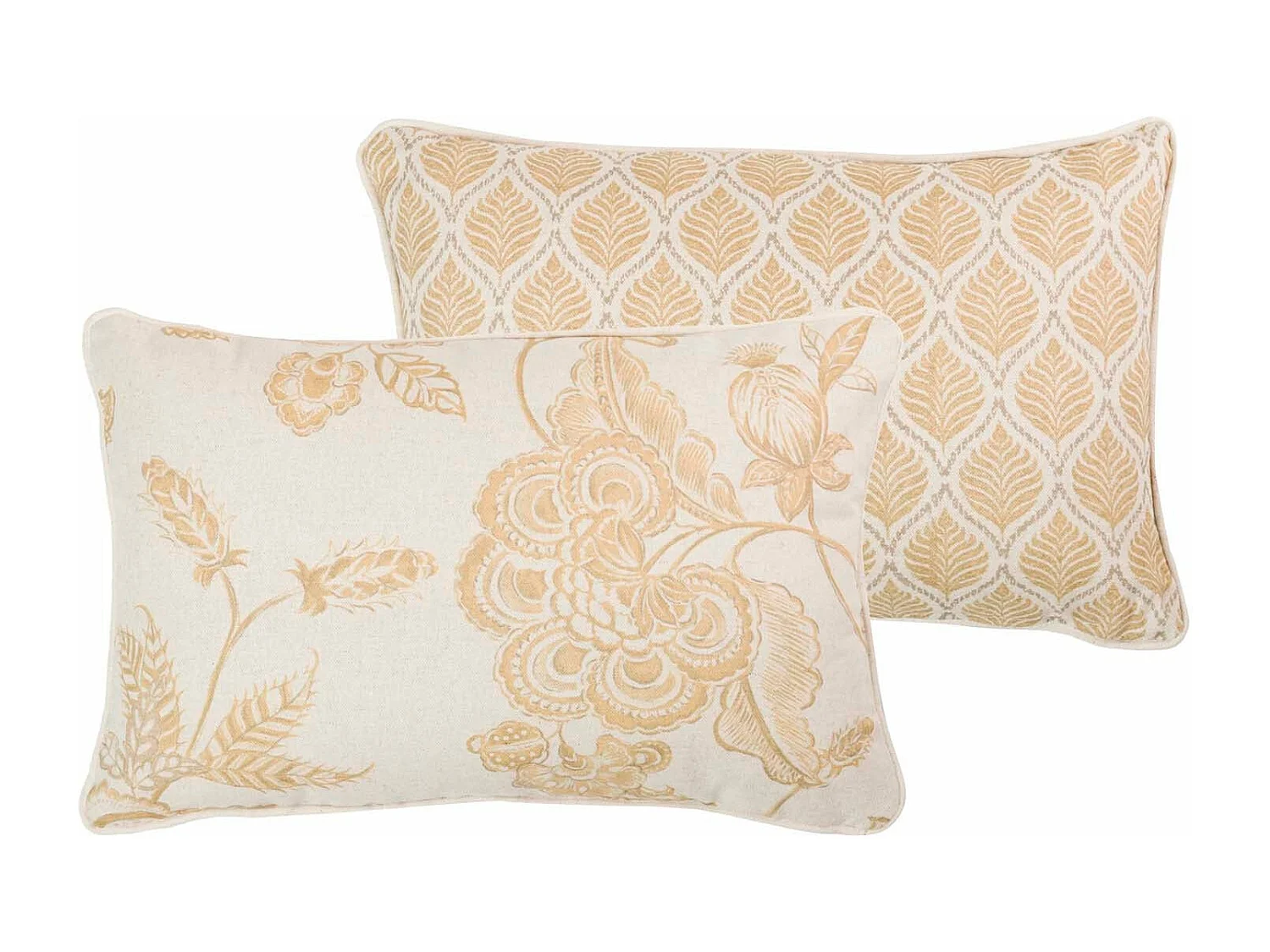 Cojin Lino Flores Hojas 45x30 Cm