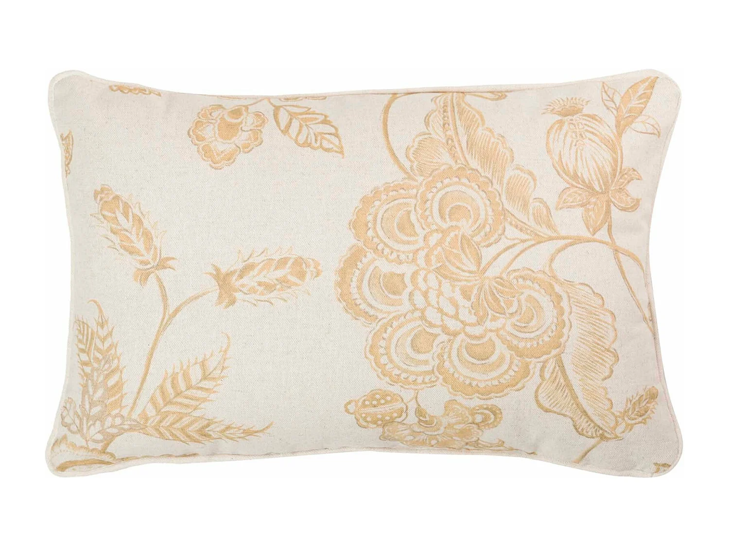 Cojin Lino Flores Hojas 45x30 Cm