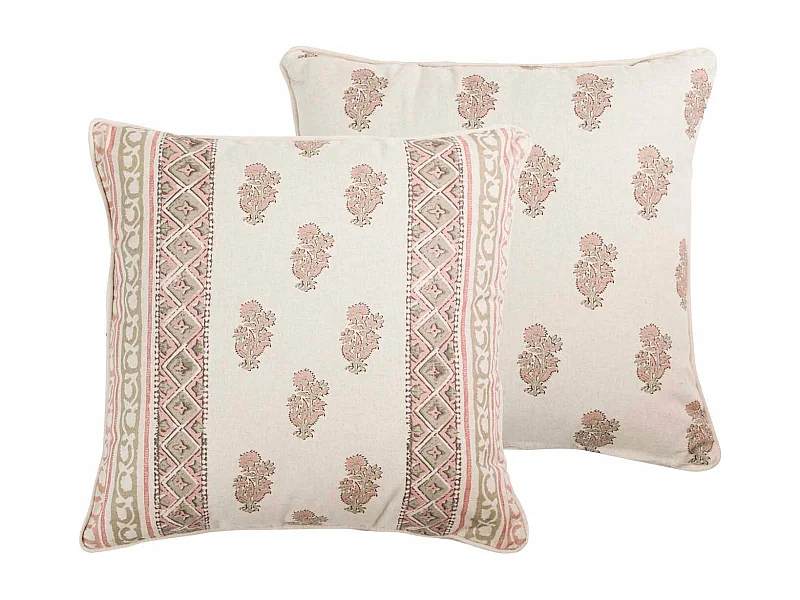 Cojin Lino Flores 45x45 Cm