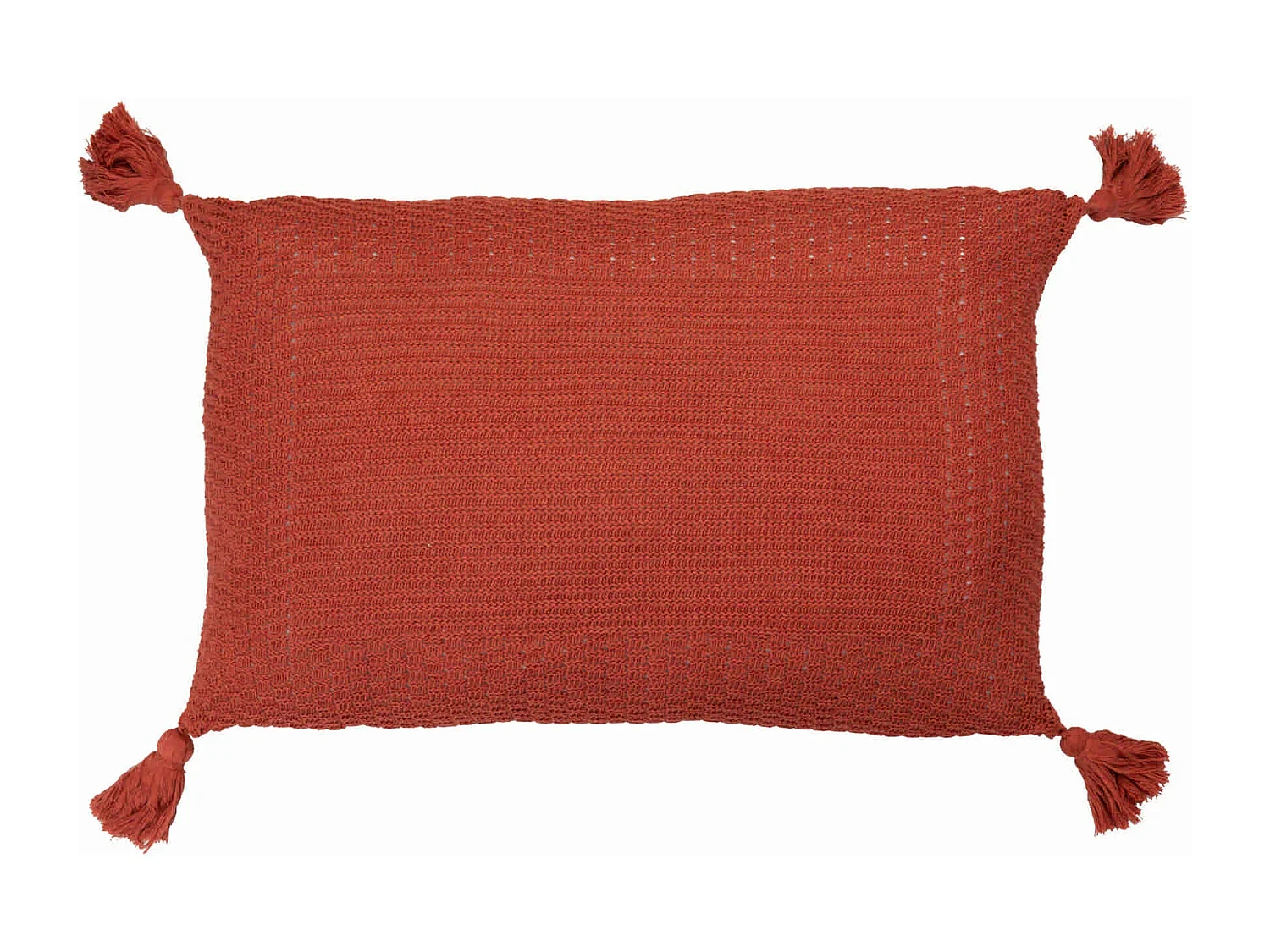 Cojin Hilo Borlones Teja 60x15x40 Cm