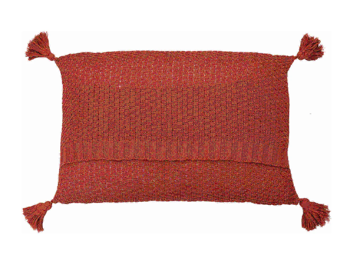 Cojin Hilo Borlones Teja 60x15x40 Cm