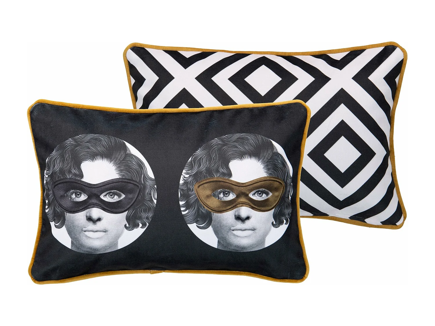 Cojin Velvet Gavalieri Gemetrico Negro Blanco 45x13x30 Cm