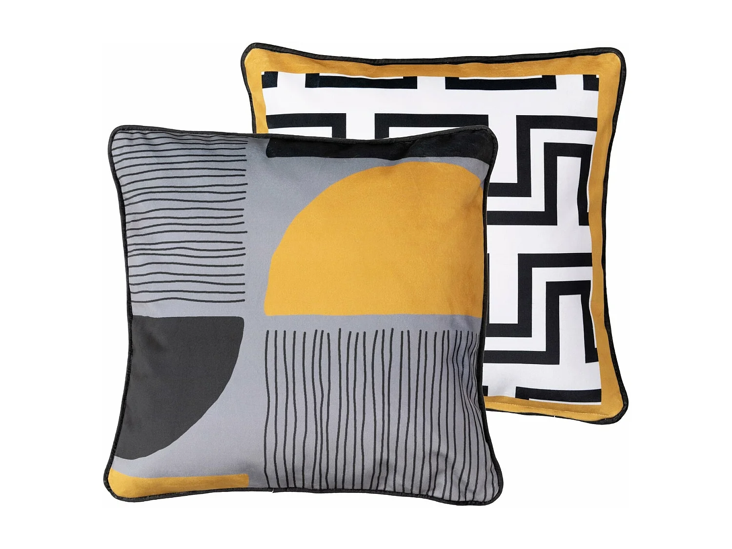 Cojin Velvet Formas Gris Amarillo 45x13x45 Cm