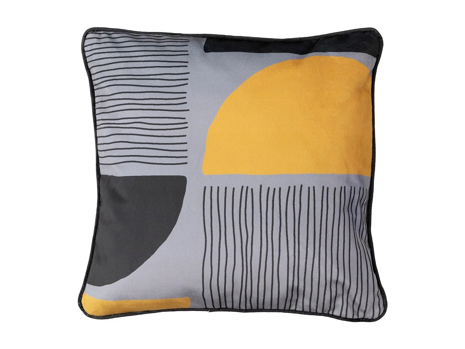 Cojin Velvet Formas Gris Amarillo 45x13x45 Cm