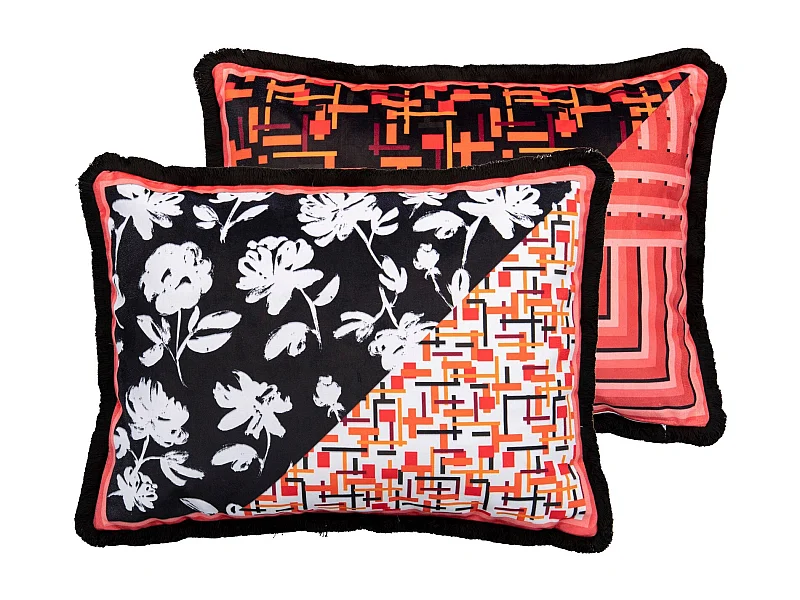 Cojin Classic Geometria Flores Velvet 60x13x45cm