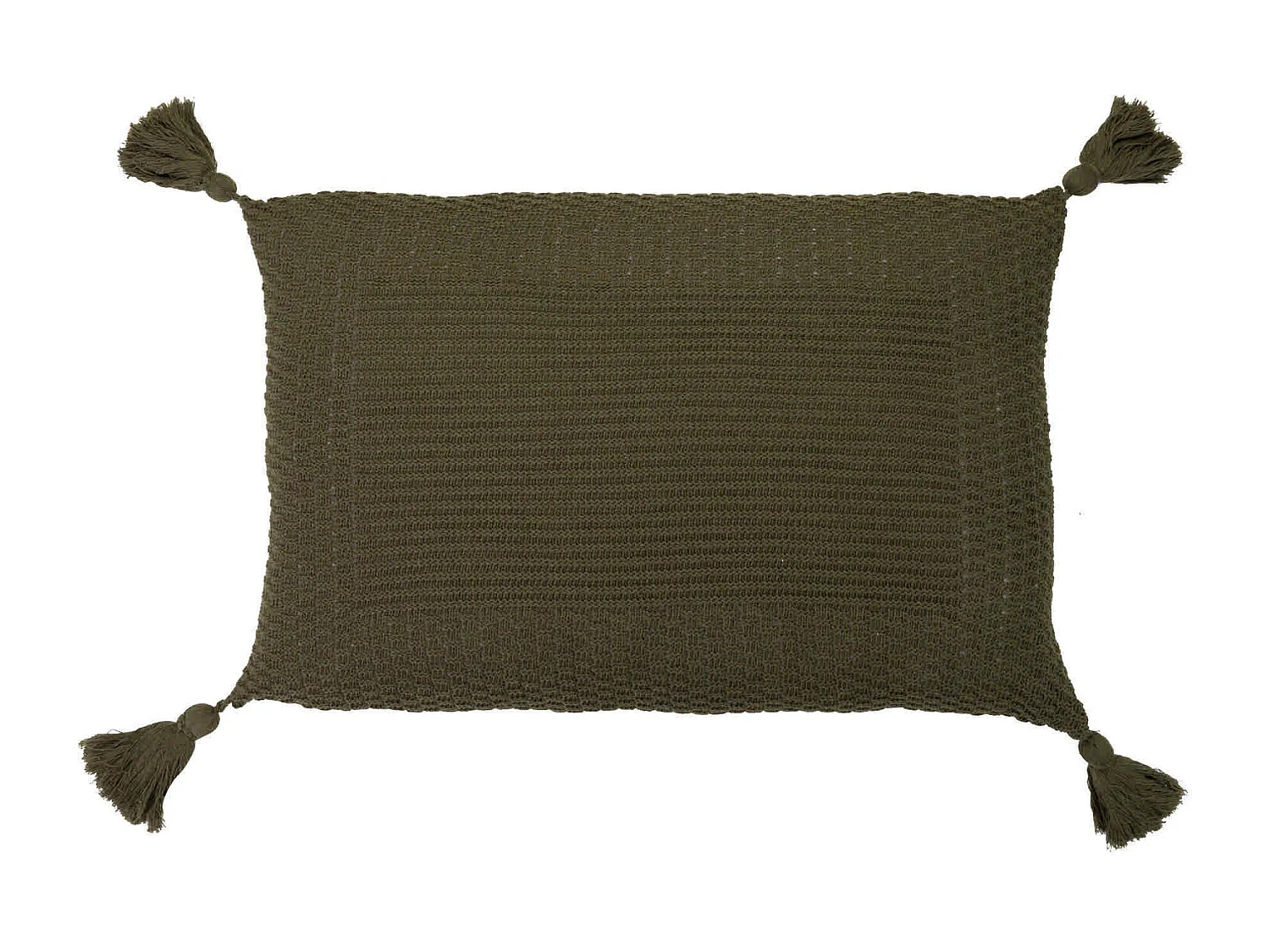 Cojin Hilo Borlones Verde Oliva 60x15x40 Cm