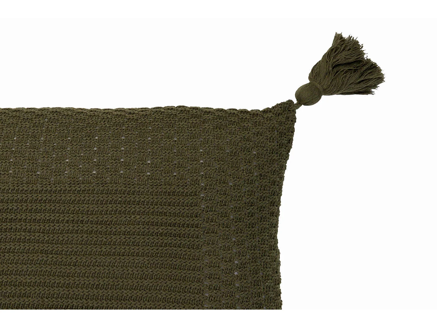 Cojin Hilo Borlones Verde Oliva 60x15x40 Cm