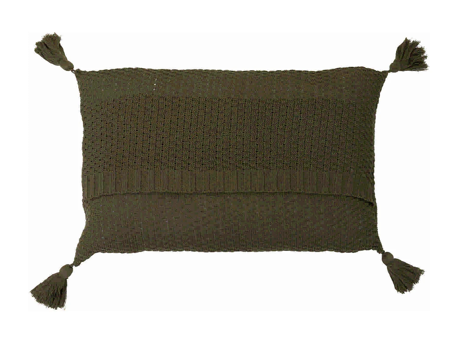 Cojin Hilo Borlones Verde Oliva 60x15x40 Cm