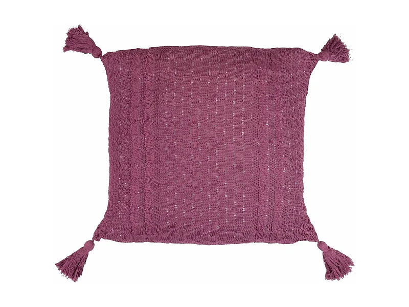 Cojin Hilo Borlones Berenjena 50x15x50 Cm