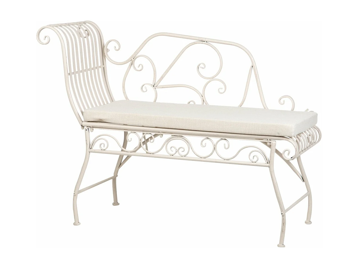 Banco Forja Con Cojin Blanca Antique 110x40x85 Cm