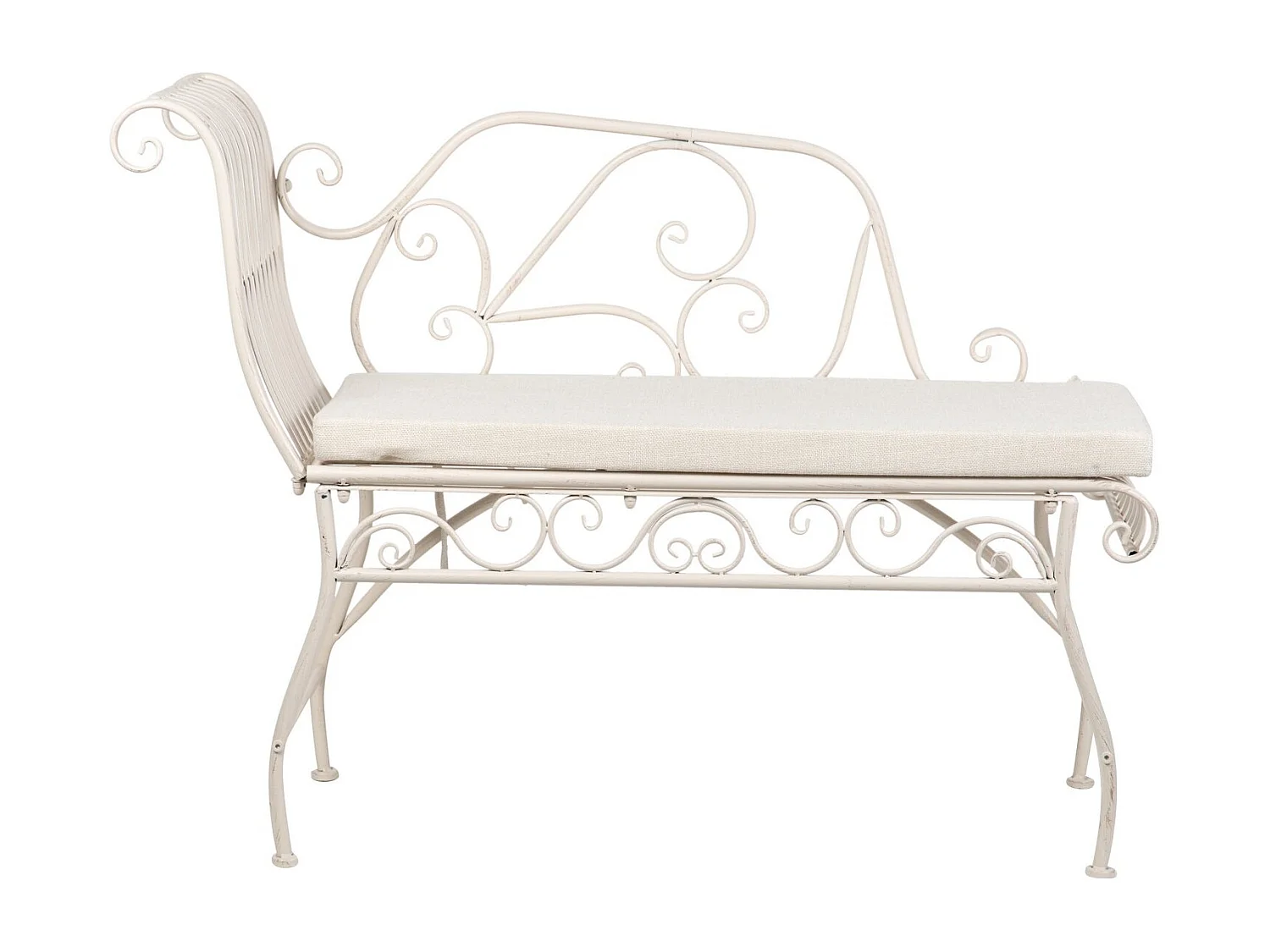 Banco Forja Con Cojin Blanca Antique 110x40x85 Cm