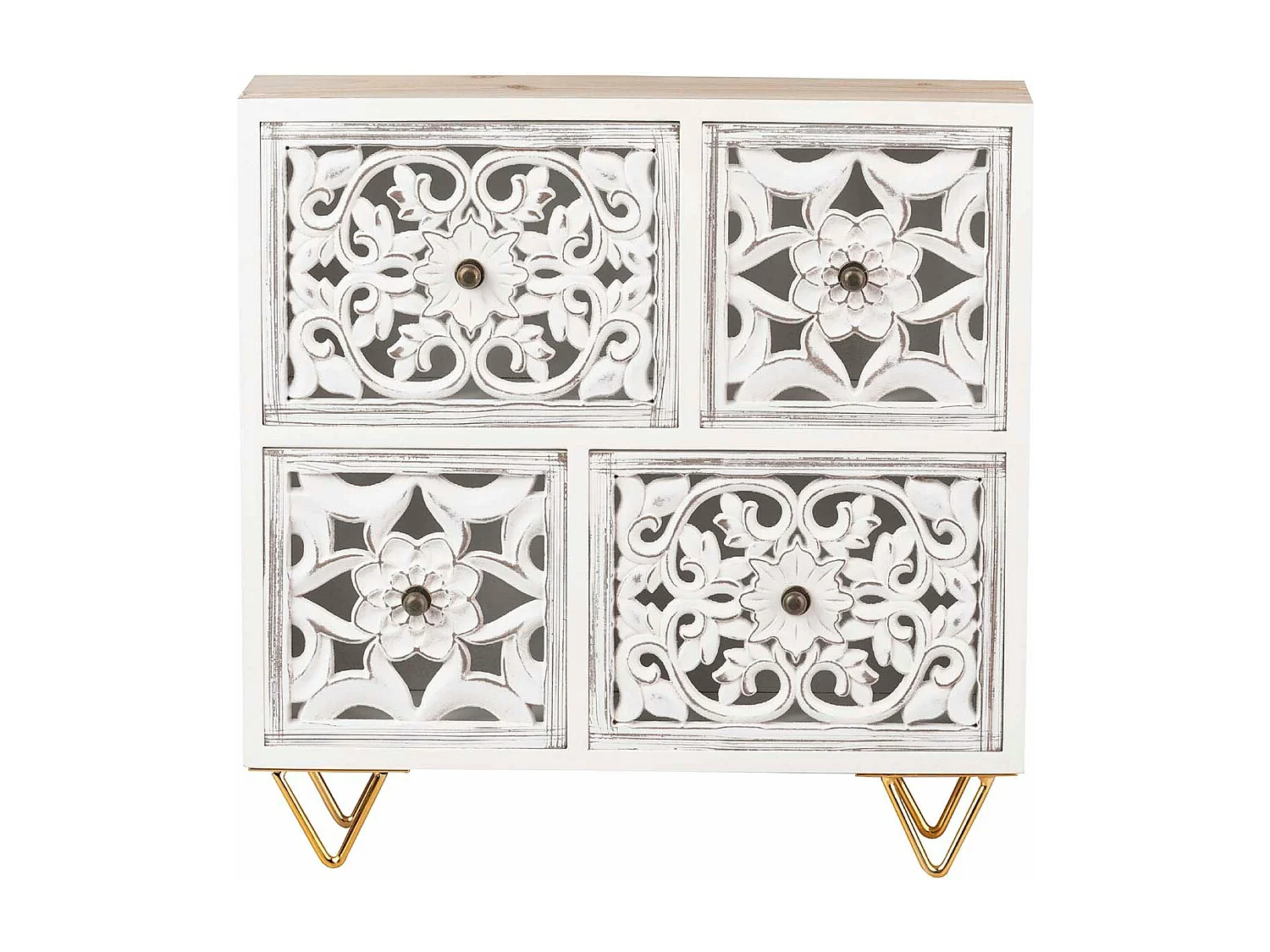 Joyero Madera Calada Blanco 30x7x30 Cm