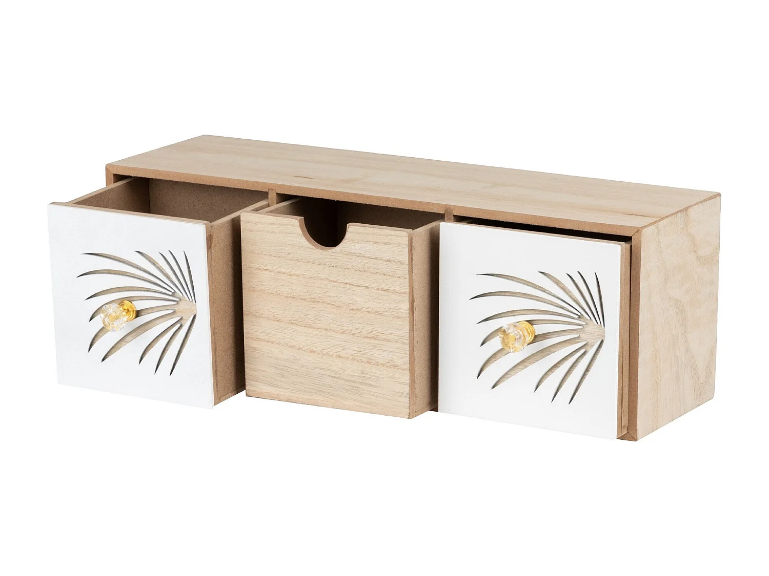 Joyero 3 Cajones Madera Talla 40x12x14 Cm