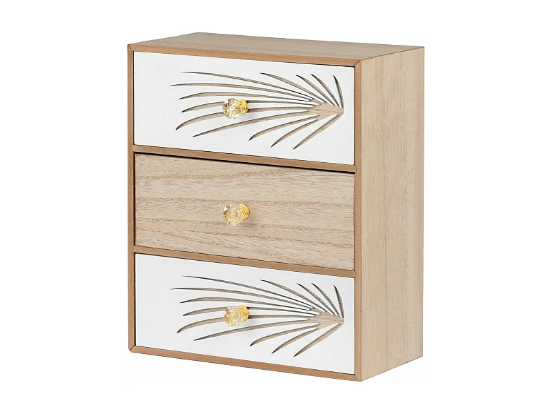 Joyero 3 Cajones Madera Talla 24x12x29 Cm