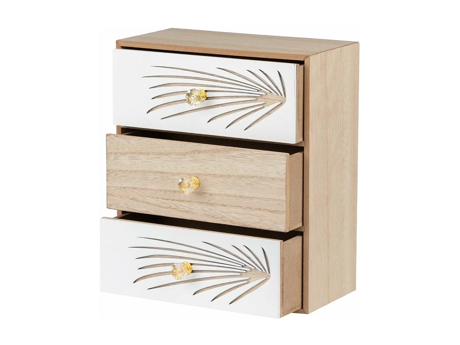 Joyero 3 Cajones Madera Talla 24x12x29 Cm