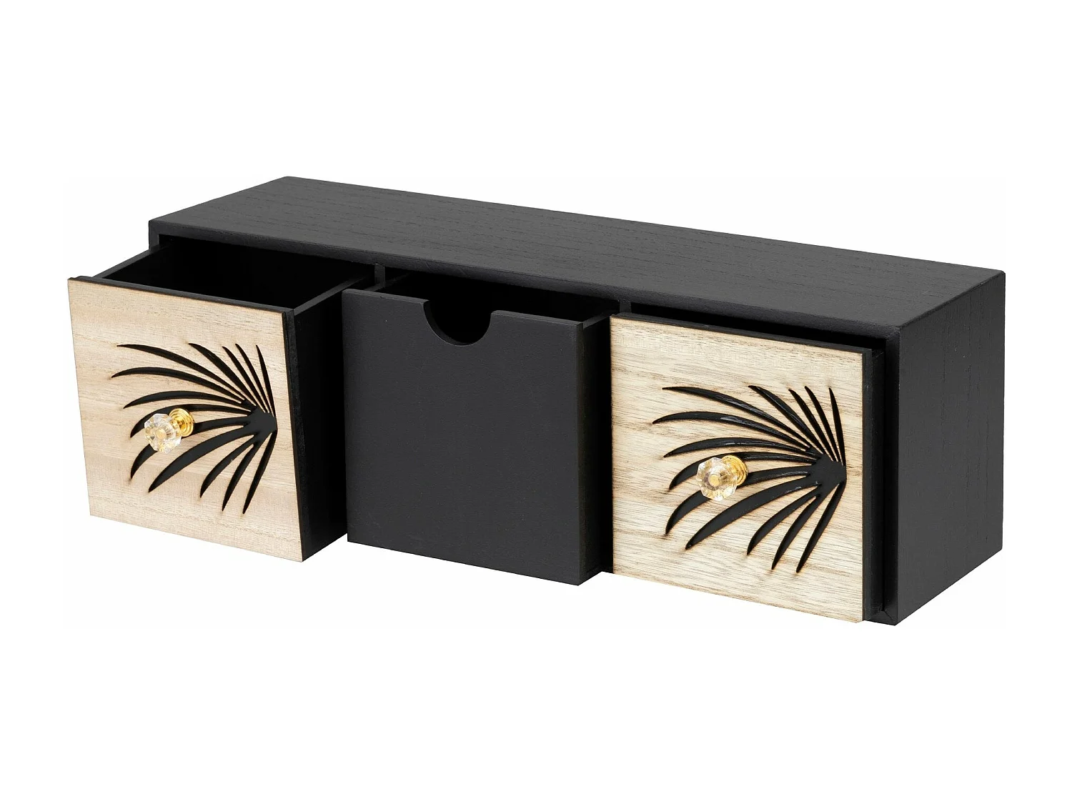 Joyero 3 Cajones Madera Talla 40x12x14 Cm