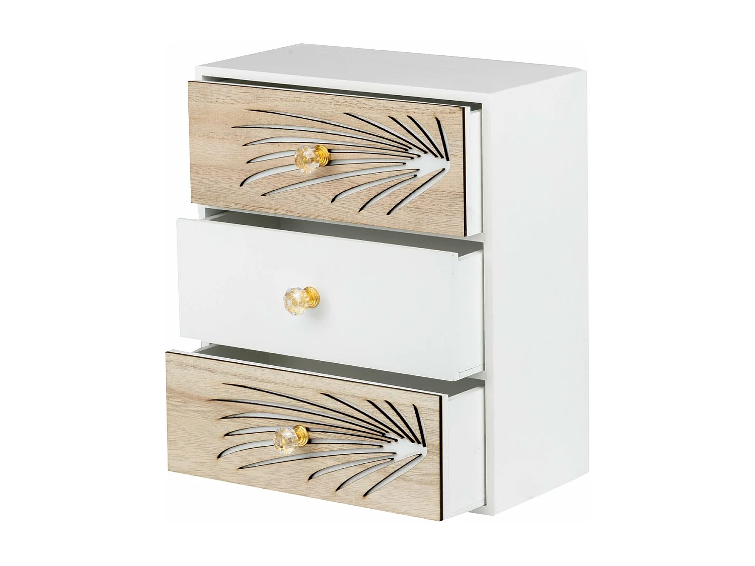 Joyero 3 Cajones Madera Talla 24x12x29 Cm