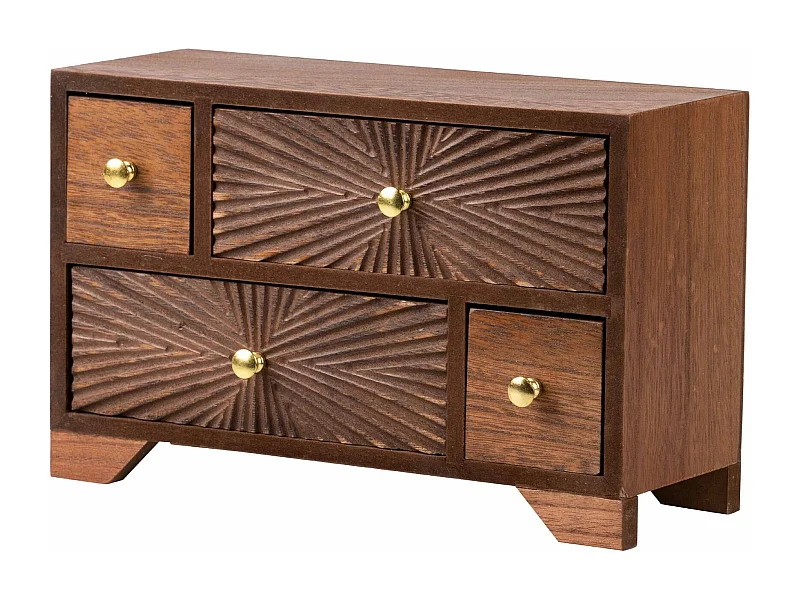 Joyero Madera Tallada Natural 27x11x17 Cm