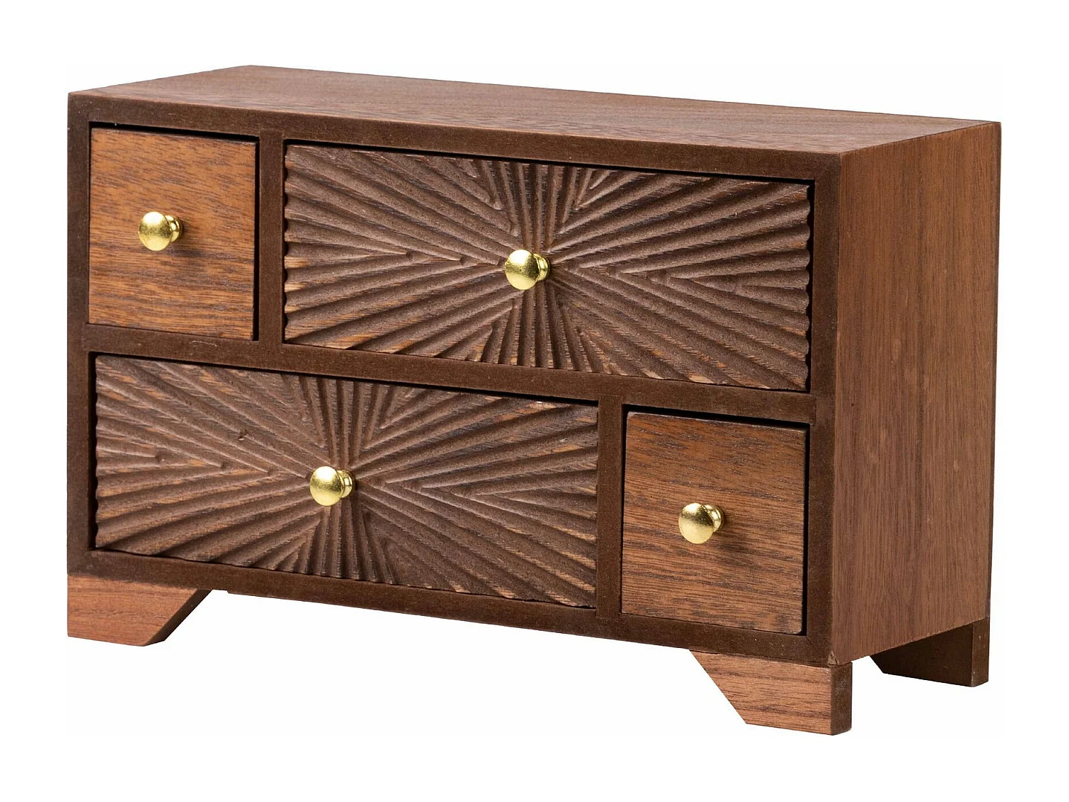 Joyero Madera Tallada Natural 27x11x17 Cm