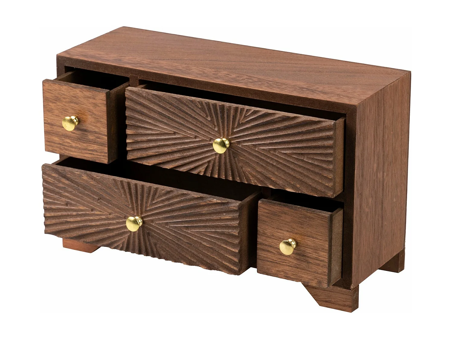 Joyero Madera Tallada Natural 27x11x17 Cm